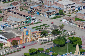 Fototapeta premium Mission Catolica Village of Zarumilla Peru on the edge of Ecuador