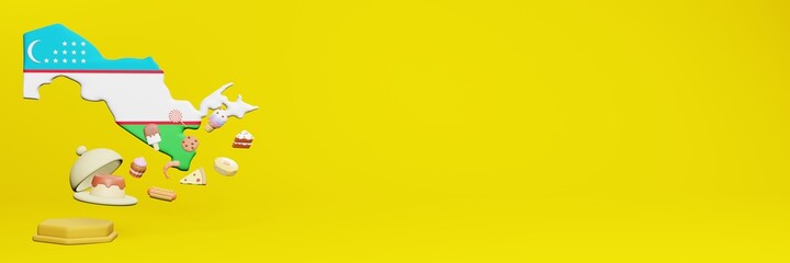 3d rendering of food consumption in Uzbekistan country for data display