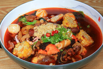 Chinese traditional Sichuan cuisine is in a restaurant
