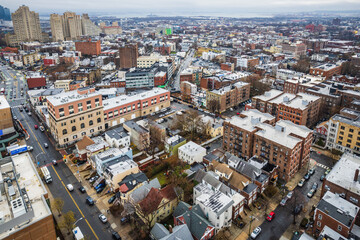 Naklejka premium Aerial Drone of Jersey City New Jersey 