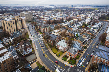 Naklejka na ściany i meble Aerial Drone of Jersey City New Jersey 
