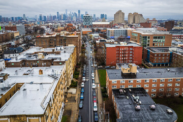 Naklejka premium Aerial Drone of Jersey City New Jersey 