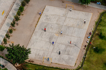 Children Playing Football Capital City Lima Peru