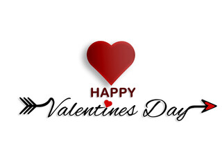 "happy valentine day" card with red heart and white background