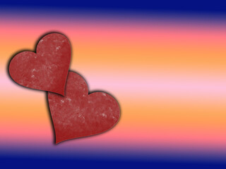 pair of red heart with gradient plain background