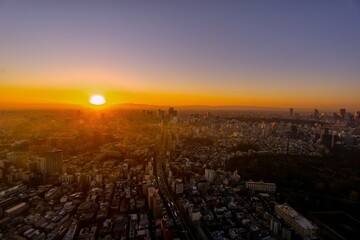 東京　日没　渋谷　2021年12月