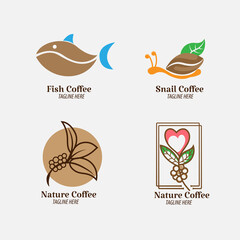 awesome design coffee set logo business concept identity for Restaurant, Cafe, Royalty, Boutique, Heraldic, and other vector illustration