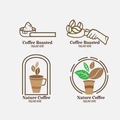 awesome design coffee set logo business concept vintage style identity for Restaurant, Cafe, Royalty, Boutique, Heraldic, and other vector illustration