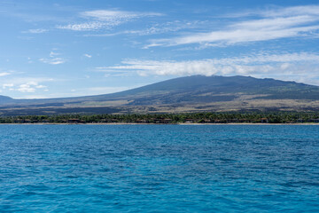 The view of Big Island Hawaii from a boat