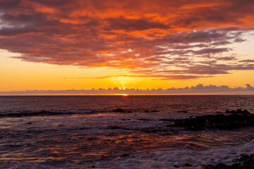 The majestic sunset at Big Island, Hawaii