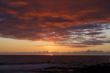 The majestic sunset at Big Island, Hawaii