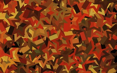 Dark Orange vector background with colored stars.