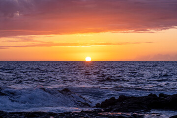 The majestic sunset at Big Island, Hawaii