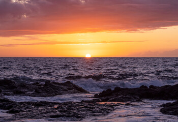 The majestic sunset at Big Island, Hawaii