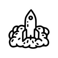 startup rocket line vector doodle simple icon