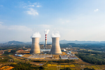 aerial view of modern power plant, industrial landscape