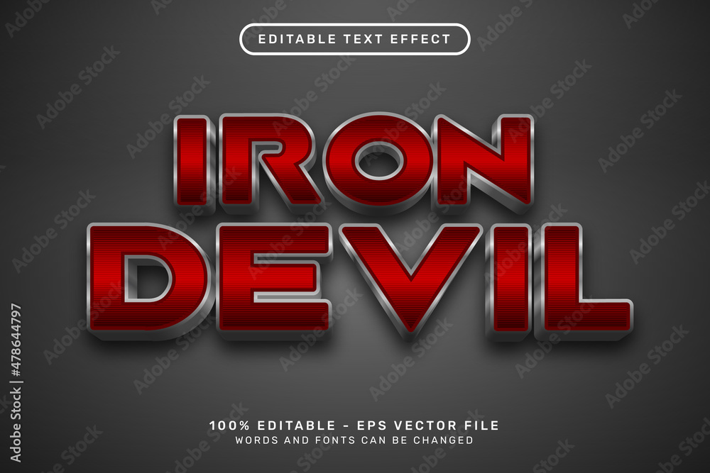 Poster iron devil 3d text effect and editable text effect