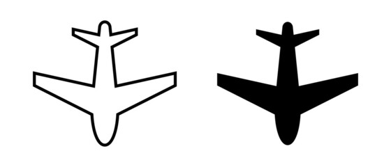Fototapeta na wymiar Black and white airplane icon set. Vector.