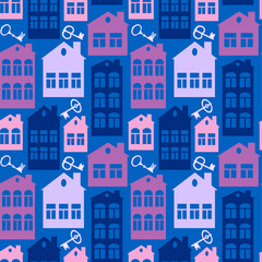 real estate (rent or sale) - houses and keys. Design element. architecture, minimalism