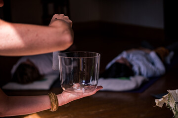Sound healing crystal singing bowl