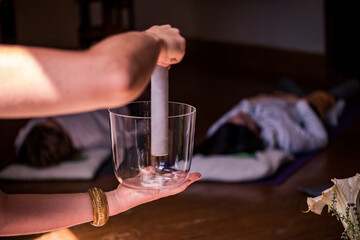 Sound healing crystal singing bowl