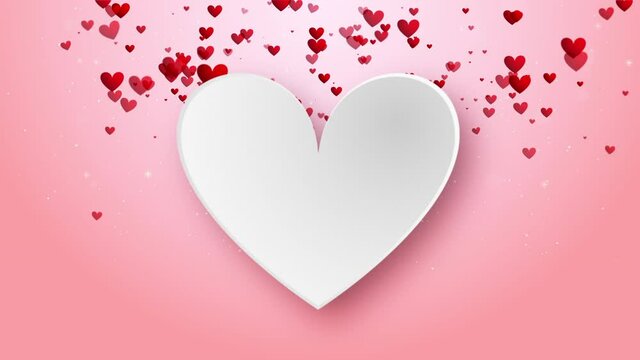 Valentine's day abstract background, Flowing red hearts shaped and particles valentine concept, Holiday background animation 4K