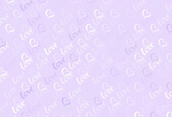 Light Purple vector background with hearts.