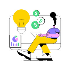 Online business abstract concept vector illustration. Business opportunity, online startup, ecommerce platform, internet marketing, social media sales, promotion, digital agency abstract metaphor.