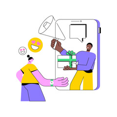 Interactive advertising abstract concept vector illustration. Customer engagement analytics, effective marketing service, interactive media communication, online product promotion abstract metaphor.