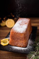homebaked lemon cake on the table