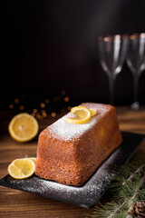 homebaked lemon cake on the table