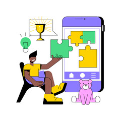 Early learning app abstract concept vector illustration. Preschool application, early education platform, child learning routine, studying software, kid development mobile app abstract metaphor.