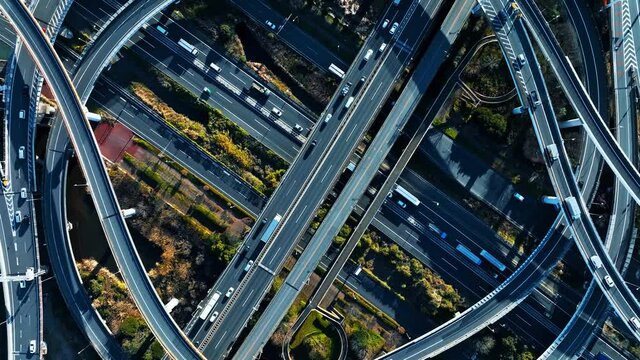Highway aerial view.
The effect of slow and fast. Speed lamp. Time remap.