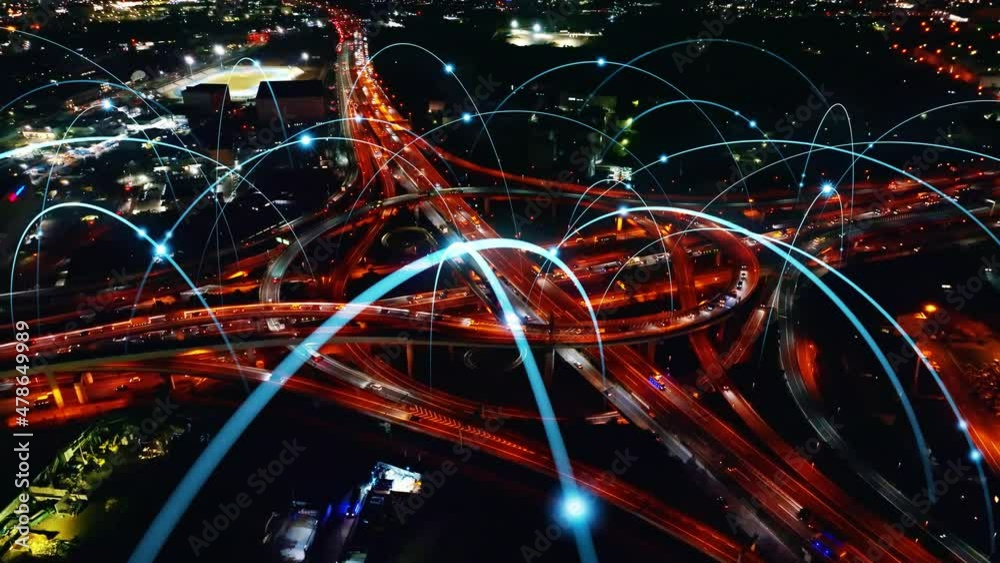 Poster transportation and communication network concept. digital transformation. maas. its.