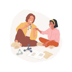 Science tutor isolated cartoon vector illustration. General science tutor, STEM project help, physics one-on-one tutoring, teacher explaining molecule model, homework help cartoon vector.