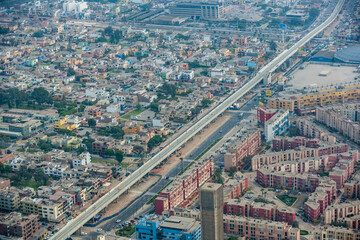 Elevated Commuter Rail Construction Capital City Lima Peru
