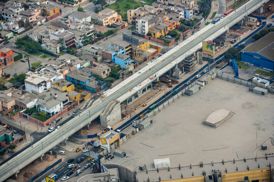 Elevated Commuter Rail Construction Capital City Lima Peru