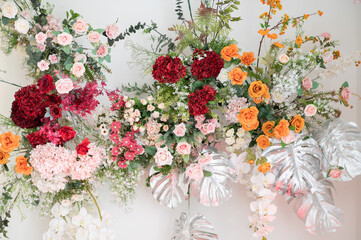 flower background, backdrop wedding decoration, rose pattern, colorful background, bunch of flower