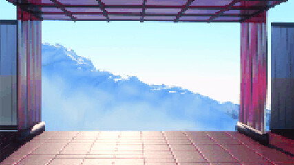 vector pixel art game background illustration
