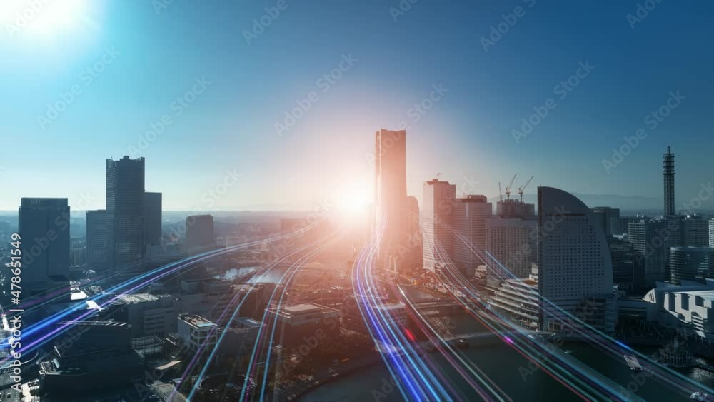 Aufkleber the path of light leading to the future. technology for tomorrow.