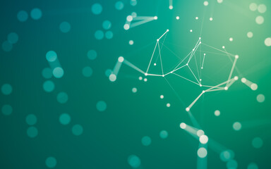 Abstract background. Molecules technology with polygonal shapes, connecting dots and lines. Connection structure. Big data visualization.