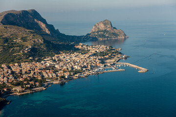 Marina and Town of Porticello Santa Flavia Sicily Italy