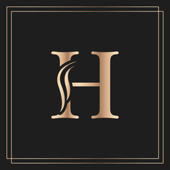 Elegant letter H Graceful Royal Calligraphic Beautiful Logo. Vintage Gold Drawn Emblem for Book Design, Brand Name, Business Card, Restaurant, Boutique, or Hotel