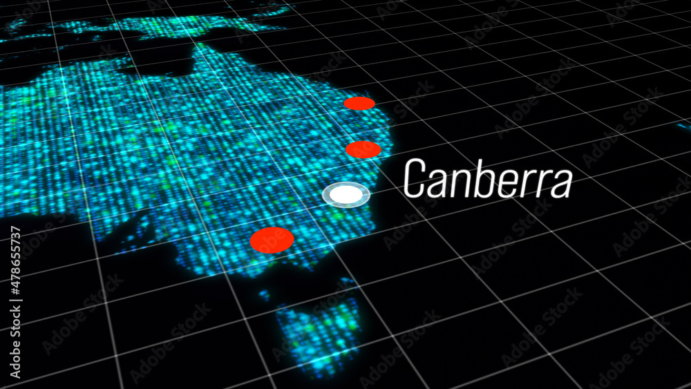Poster global connectivity from canberra, australia to other major cities around the world. world map eleme