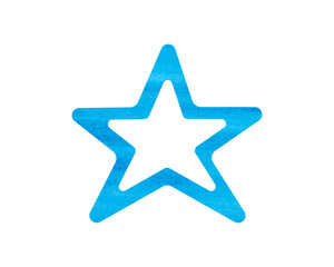 A blue star-shaped figure.  Suitable for decorative work, design, postcards, typography, website design, banners and posters. Christmas theme. Watercolor illustration 