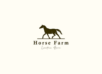 Horse silhouette for vintage retro rustic countryside western country farm ranch logo design