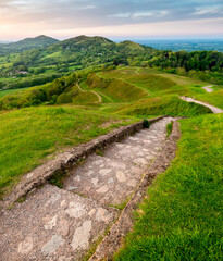 Malvern Hills,steps and winding pathway,Worcestershire,England,United Kingdom.