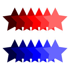 Blue and red star icon. Collection of geometric shape. Color picture. Cartoon art. Vector illustration. Stock image. 