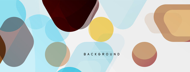 Color bubbles and rounded geometric shapes on white. Vector geometric minimal abstract background for wallpaper, banner, background, landing page