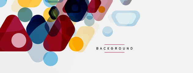 Color bubbles and rounded geometric shapes on white. Vector geometric minimal abstract background for wallpaper, banner, background, landing page